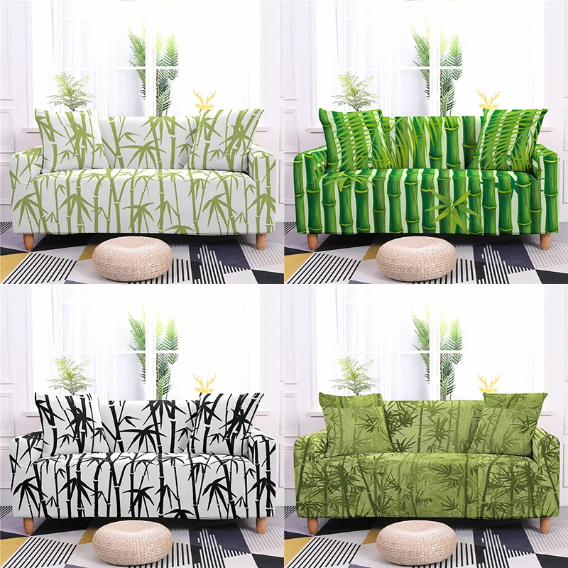 

Luxury 3D Bamboo Print Sofa Cover Slipcover Stretch Sofa Cover for Living Room Elastic Couch Chair Cover Sofa Towel 1-4-seater