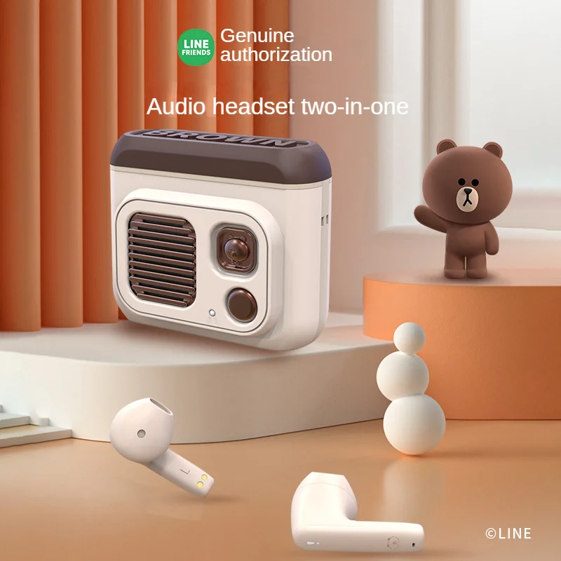 

Гарнитура Bluetooth «половинные наушники», настольная маленькая аудиогарнитура «Два в одном», подарок другу для вождения, коричневый цвет