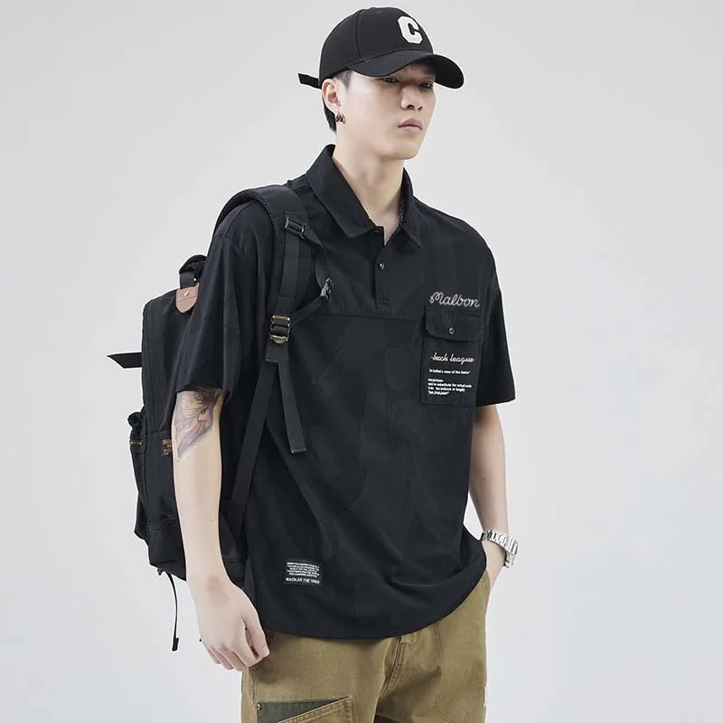 Men's Polo Golf Malbon Wear T Shirt Summer Loose Versatile Men Lapel Casual Fashion Top 2023