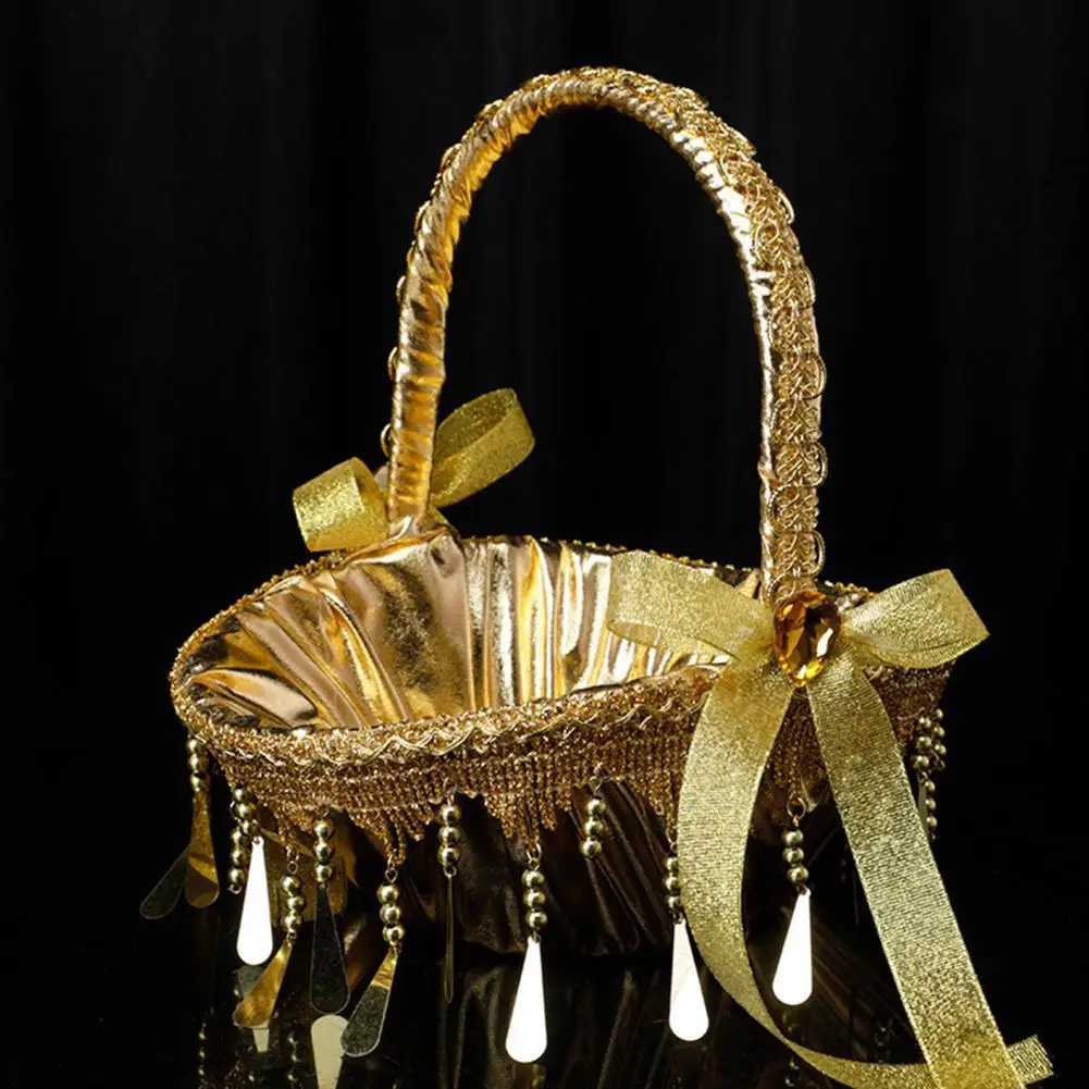 

Корзина для цветов, изящная ручная ткань, большой волшебный кружевной бант, свадебный цветок