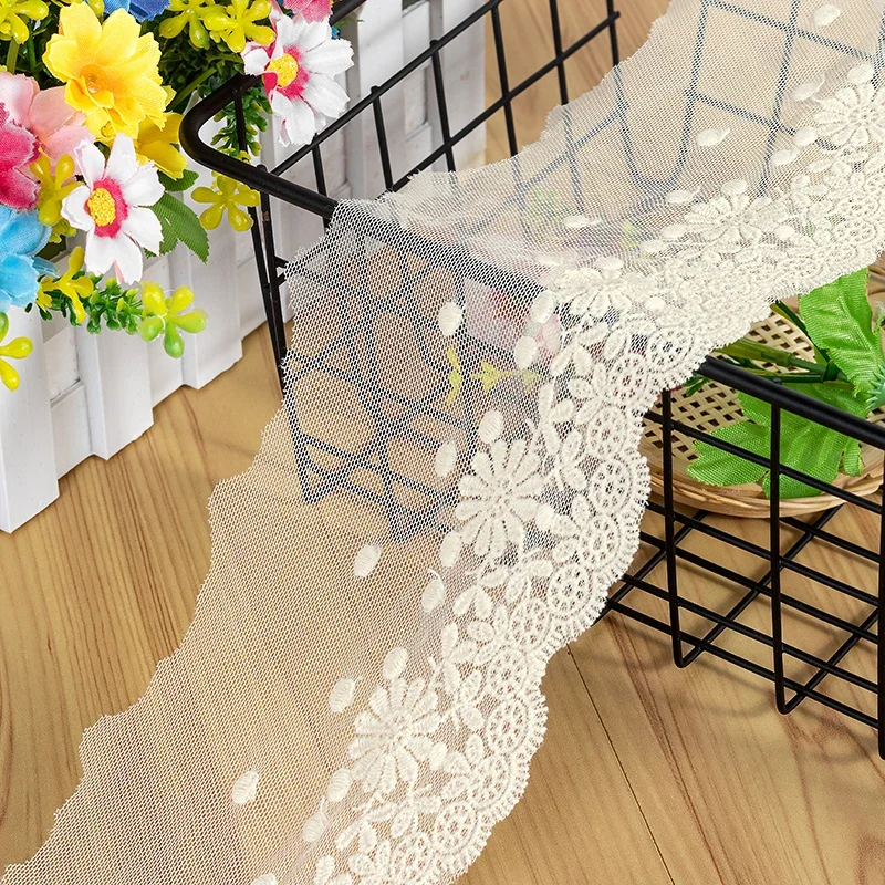 Цветочная кружевная ткань для платья лента белый хлопок венецианская отделка