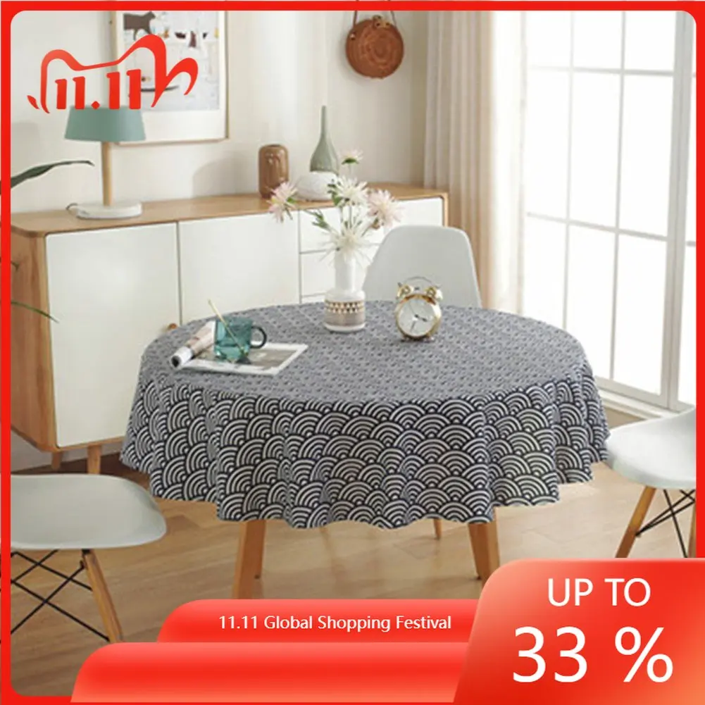 

Round Table Cloth Tassel Cotton Tablecloth Home Dining Table Cloth For Courtyards Gardens 100cm/120cm/150cm Optional