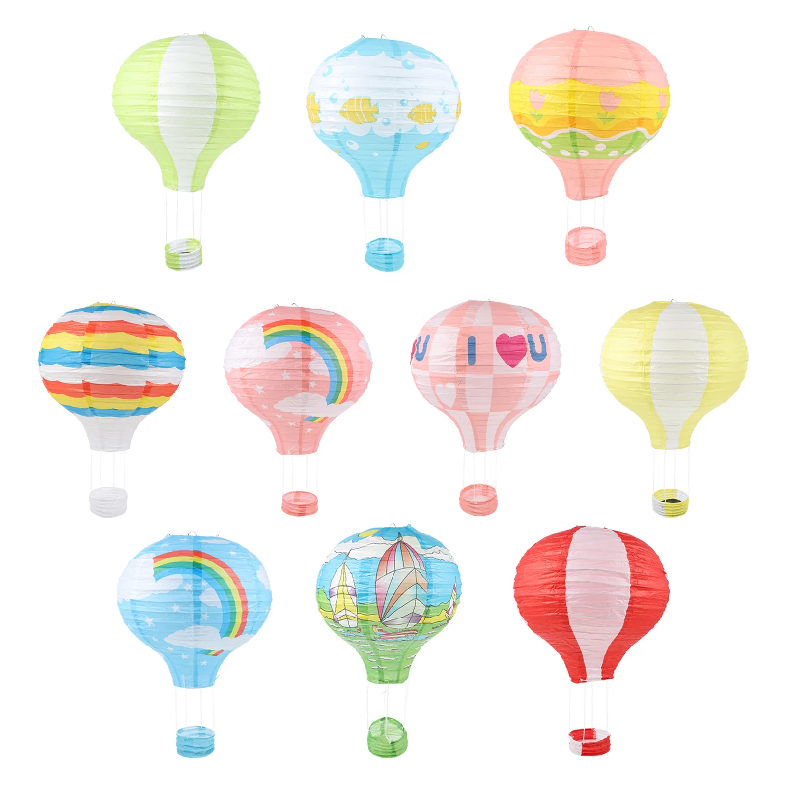 

10 Pcs Paper Lanterns Party Christmas Decor Ballons Chinese Hanging Basket Hot Air