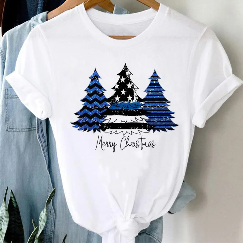 

Рождественская футболка, новинка, Женская рождественская футболка, Топы, женская футболка с коротким рукавом и графическим рисунком, женск...