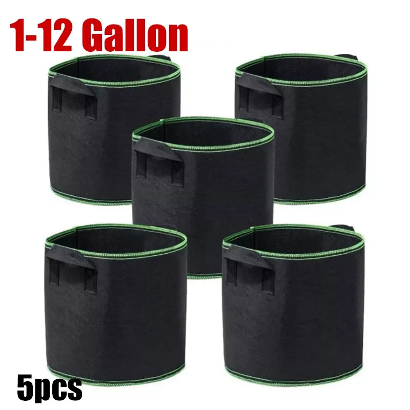 

5pcs 1 3 5 10 gallon fabric plant Grow Bags tree growing Pots garden Vegetable potato flower Planting Container Nursery pots bag