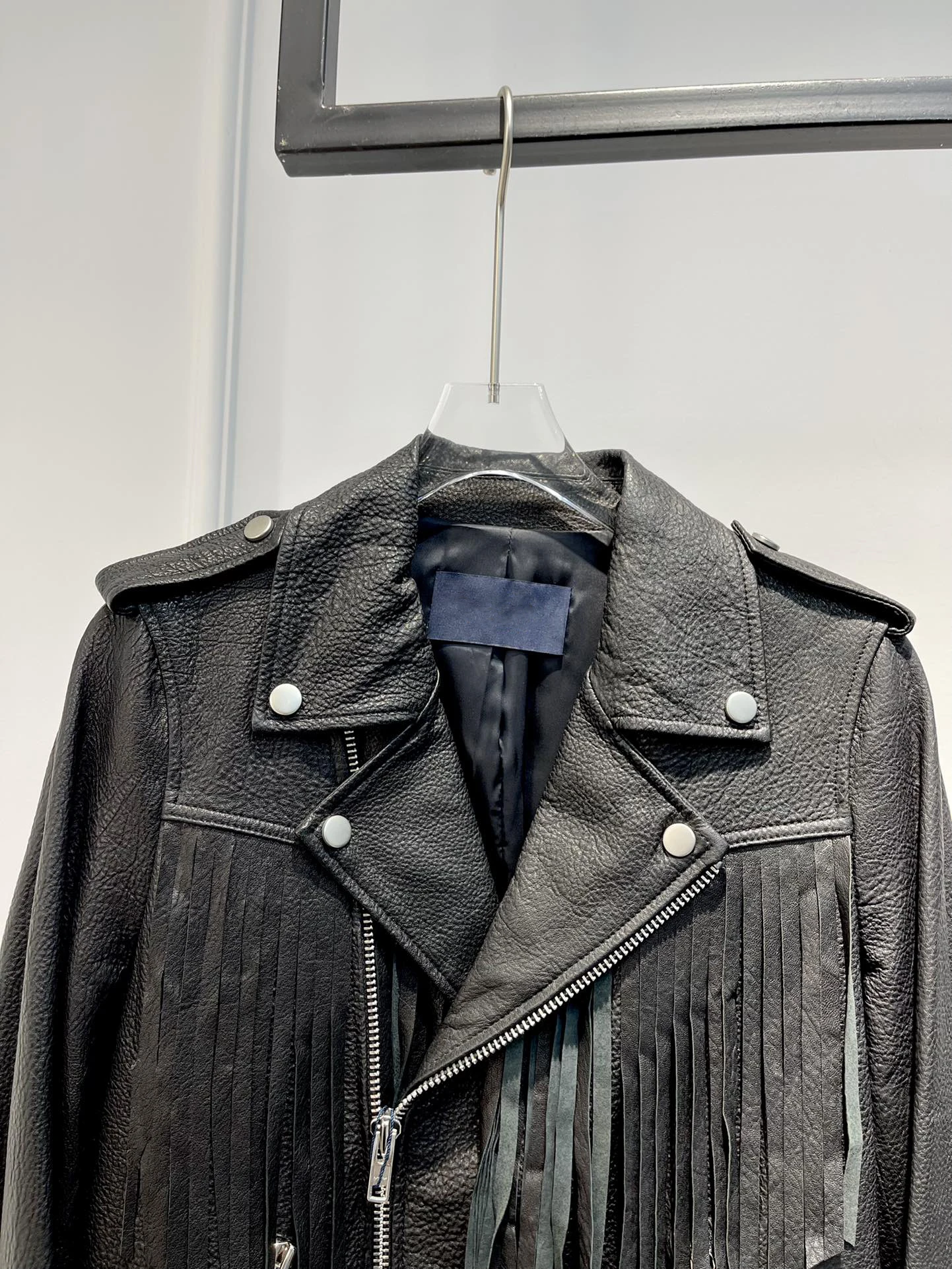 Top Quality Sheep Leather Black Moto Biker Jacket 2022 Autumn Special Zipper Design Turn-down Collar Basic Coat Belt Decoration