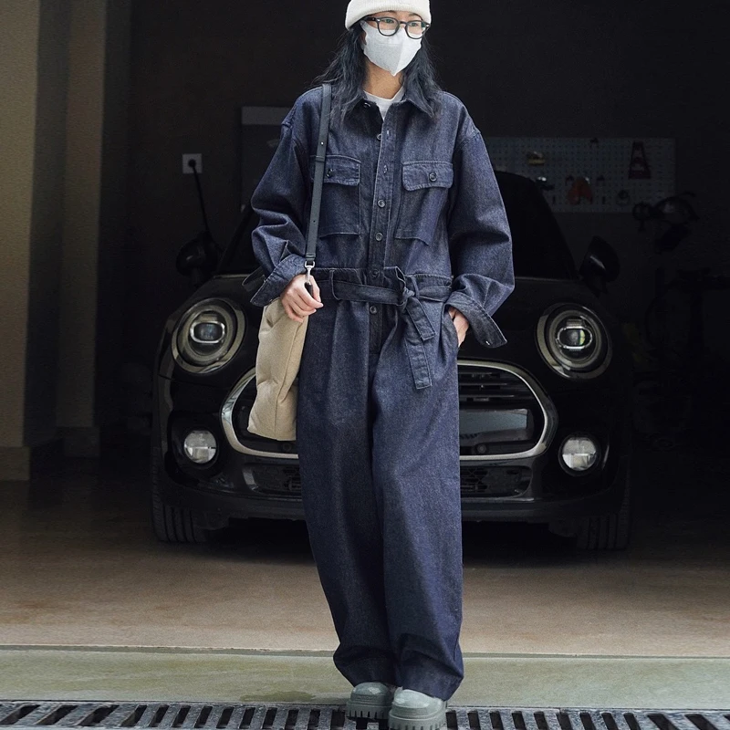 

Женские повседневные Комбинезоны в полную длину Johnature, свободные уличные комбинезоны-карго со шнуровкой, повседневные Комбинезоны в Корейском стиле для весны, 2023