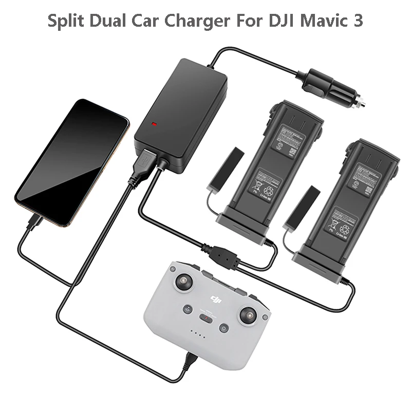 

For DJI Mavic 3 Charging Accessories 4 in 1 Battery Car Charger for DJI Mavic 3 Drone and Remote Controller Drone Accessories