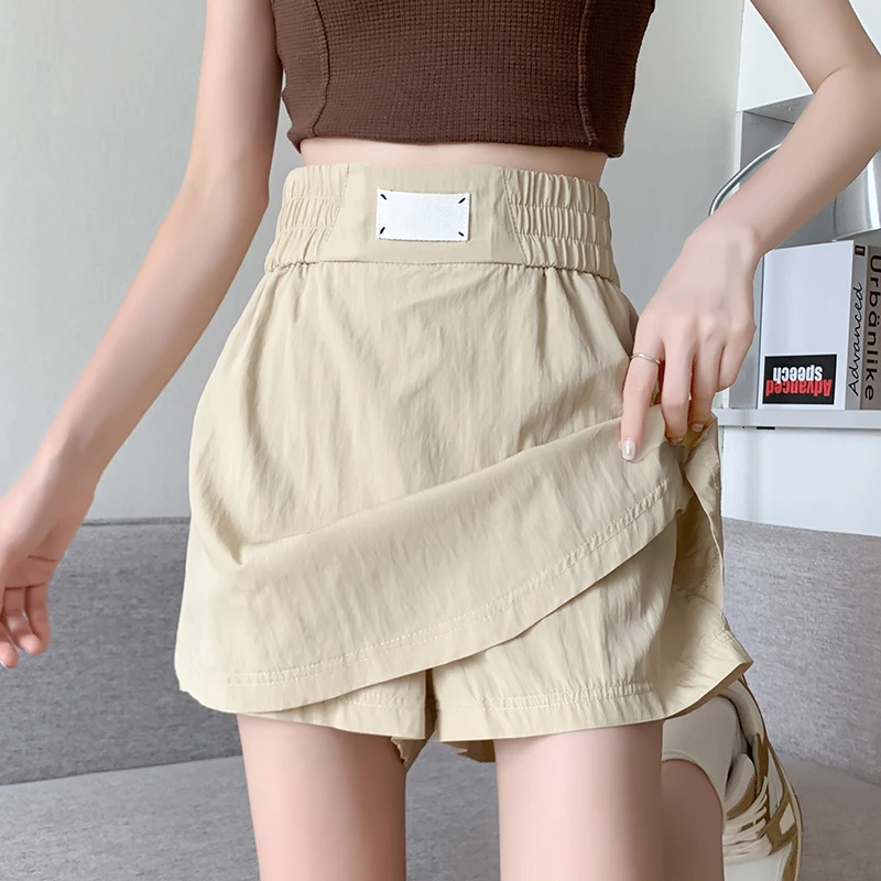 

Women's Thin High Waist Casual Shorts Skirt Summer New Casual Fashion Hot Pants Female Solid A-line Loose Mini Trousers