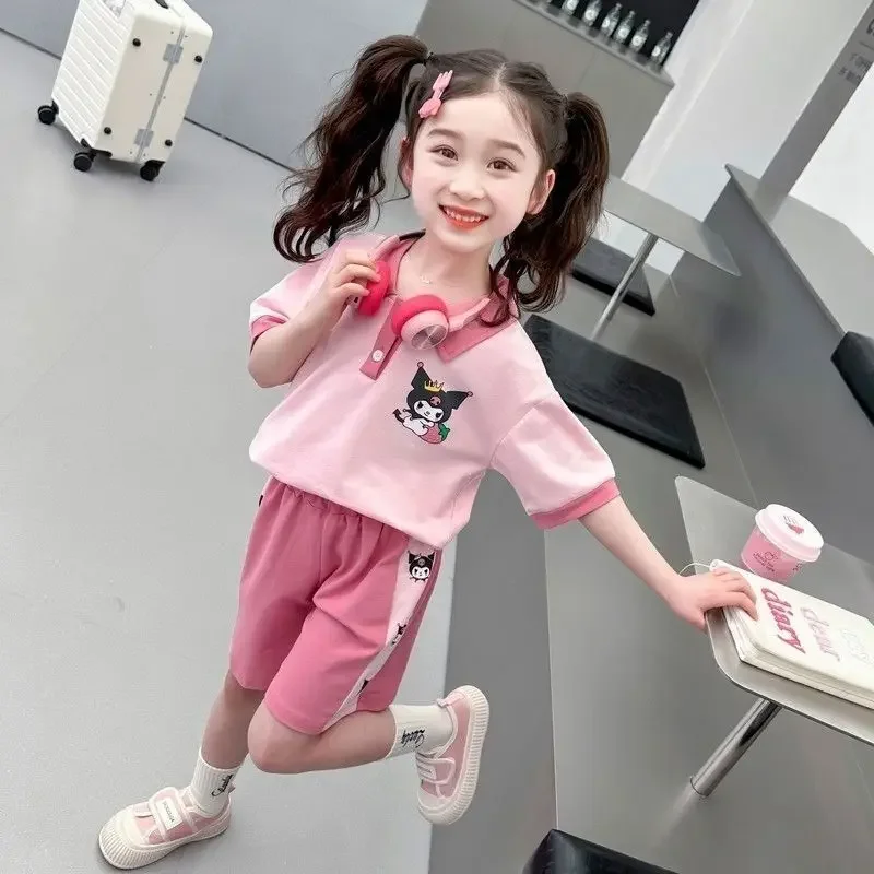 Детский спортивный костюм Sanrio Kuromi с лацканами аниме свободный для отдыха милый