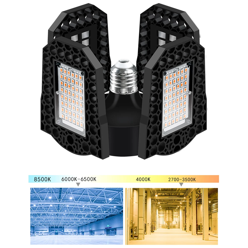 

LED high bay light folding four-leaf garage light E27 energy saving highlight deformation light 100W 120W 150W