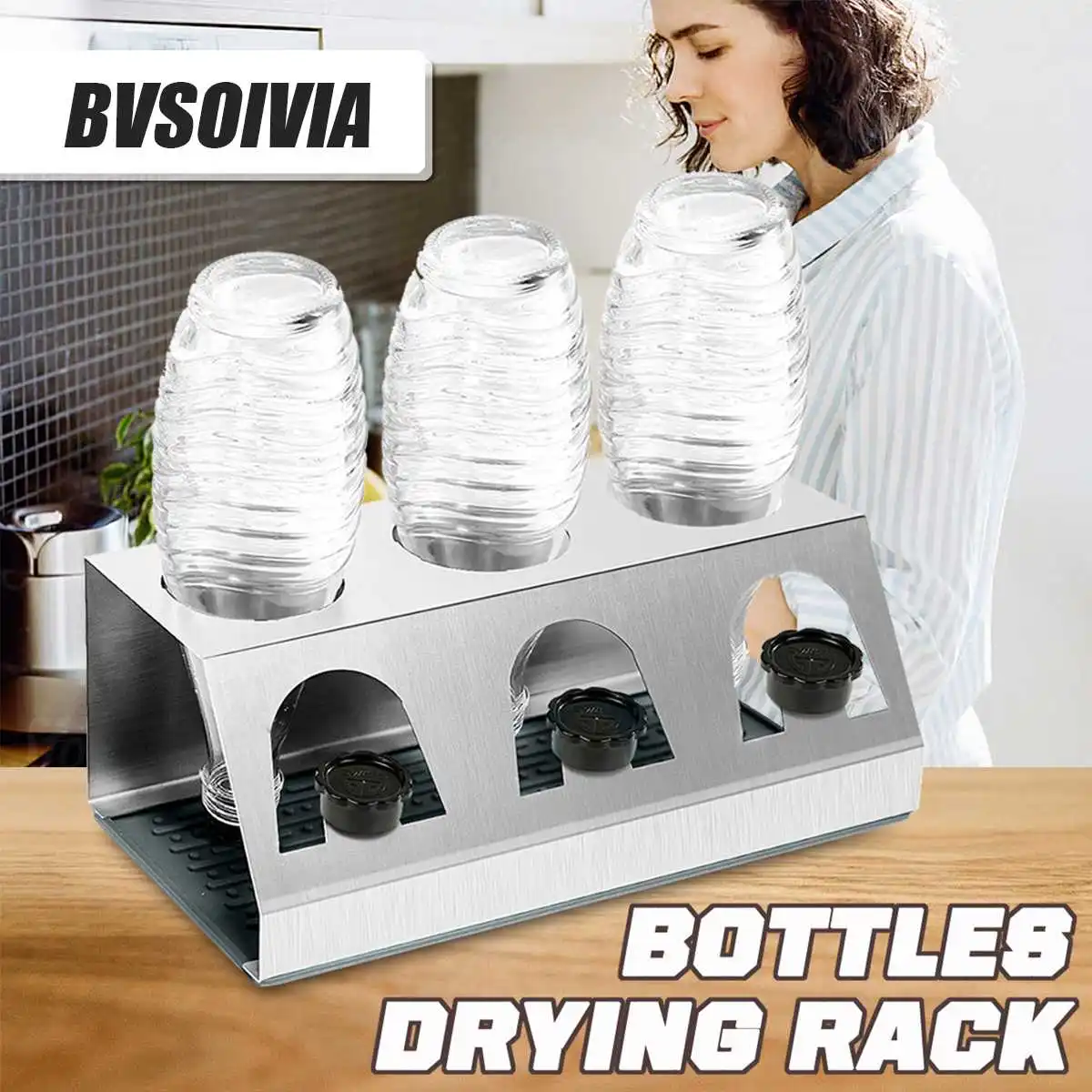 

Кухонная сушилка для столовой с двумя отверстиями, сушилка для газированных напитков, сушилка для посуды, держатель с подставкой для хранен...