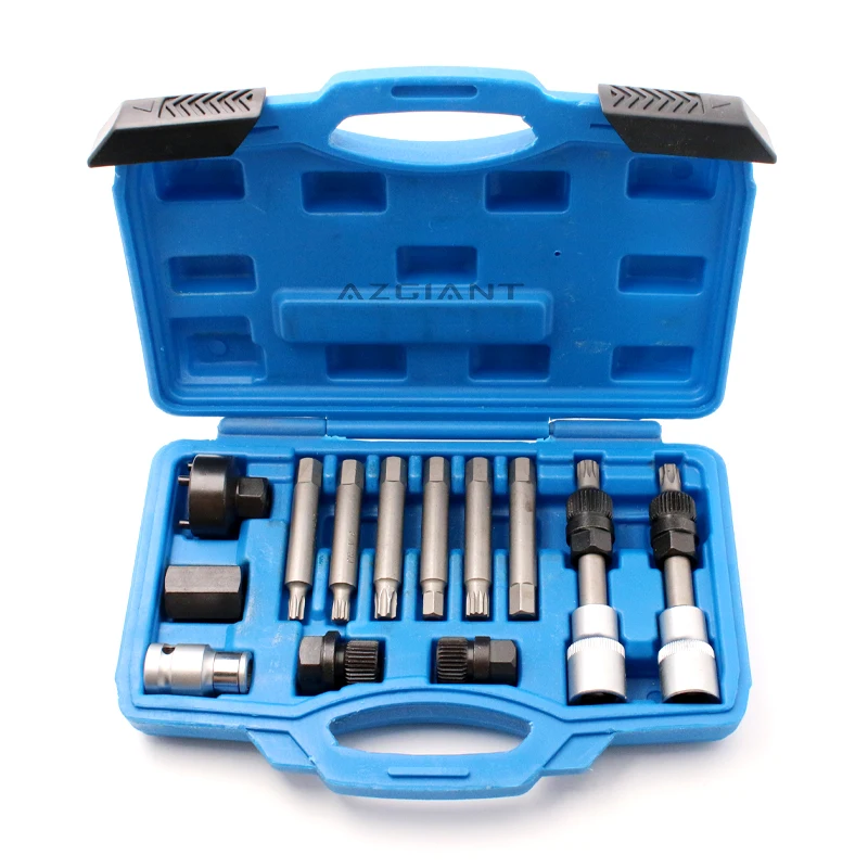13 pcs Car Generator Belt Pulley Disassembly Tool For Volkswagen Audi Volvo BMW Alternator Pulley Kit Repair Tools