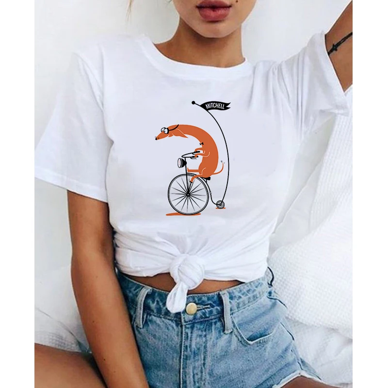 Летняя Милая футболка с коротким рукавом и принтом сосисок женские топы забавным