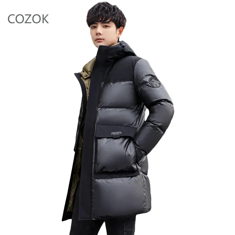 Куртка COZOK Мужская зимняя длинная дизайнерская одежда с утиной подкладкой легкие