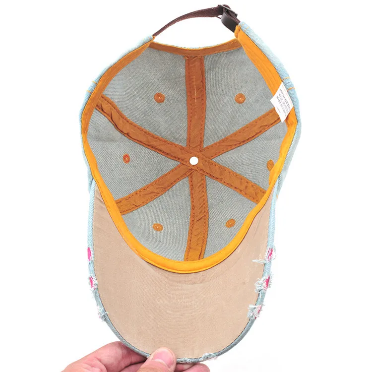 Бейсболка женская джинсовая Кепка из денима с вышивкой в виде цветов алмазной