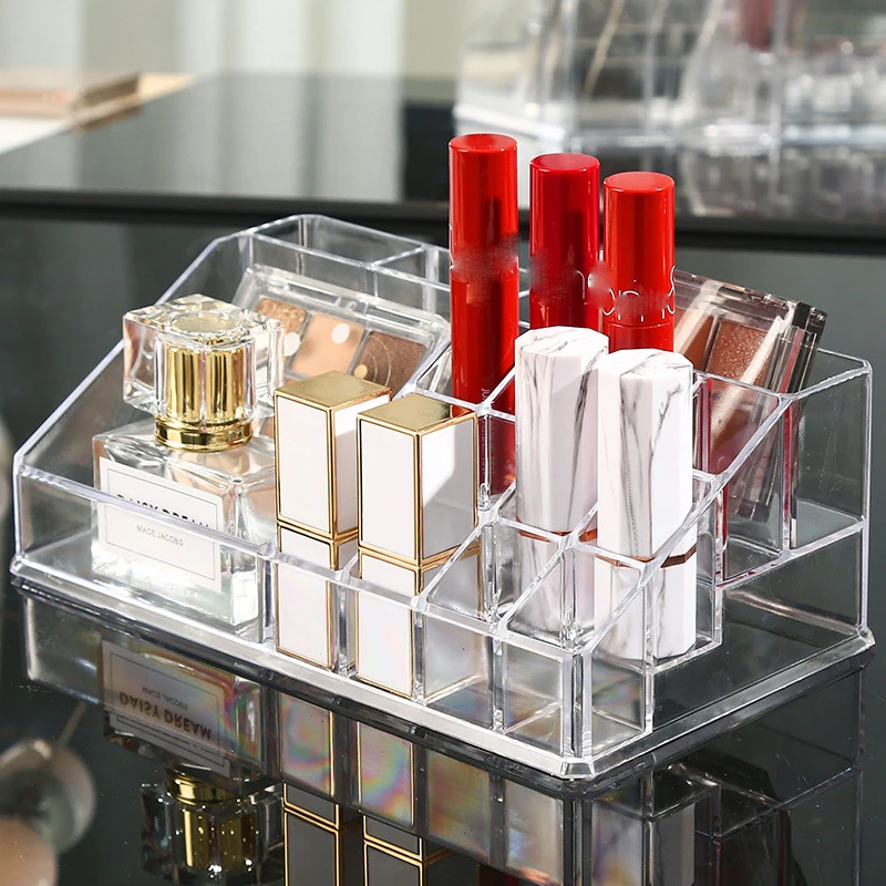 

16 Grids Acrylic Makeup Organizer Storage Box Lipstick Nail Polish Display Stand Holder Transparent Cosmetics Shelf Organizer