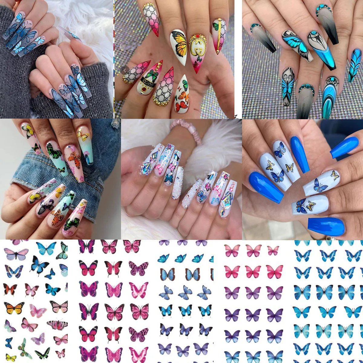 

1Sheet Nail Sticker Elegant Butterfly Nails Art Manicure Back Glue Decal Decorations Nails Sticker For Nails Tips Beauty