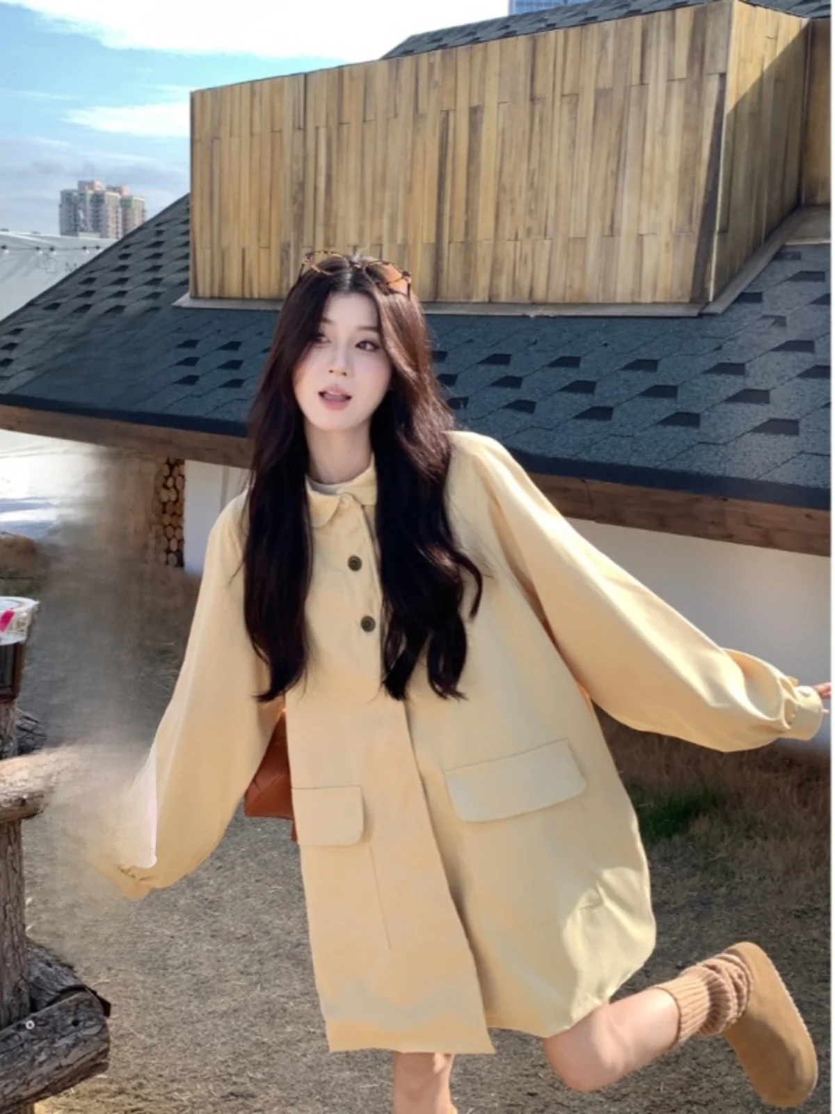 Тренч Верхняя одежда Осенняя Женская больших размеров Chubby Girl Корейская серия Топ