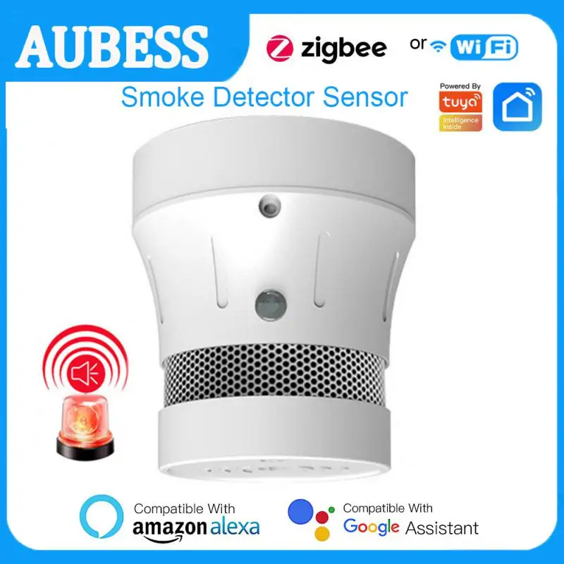 

Tuya ZigBee / WiFi Smoke Detector Sensor Fire Alarm Home Security Alarms Security Protection Via Smart Life Alexa Google Home