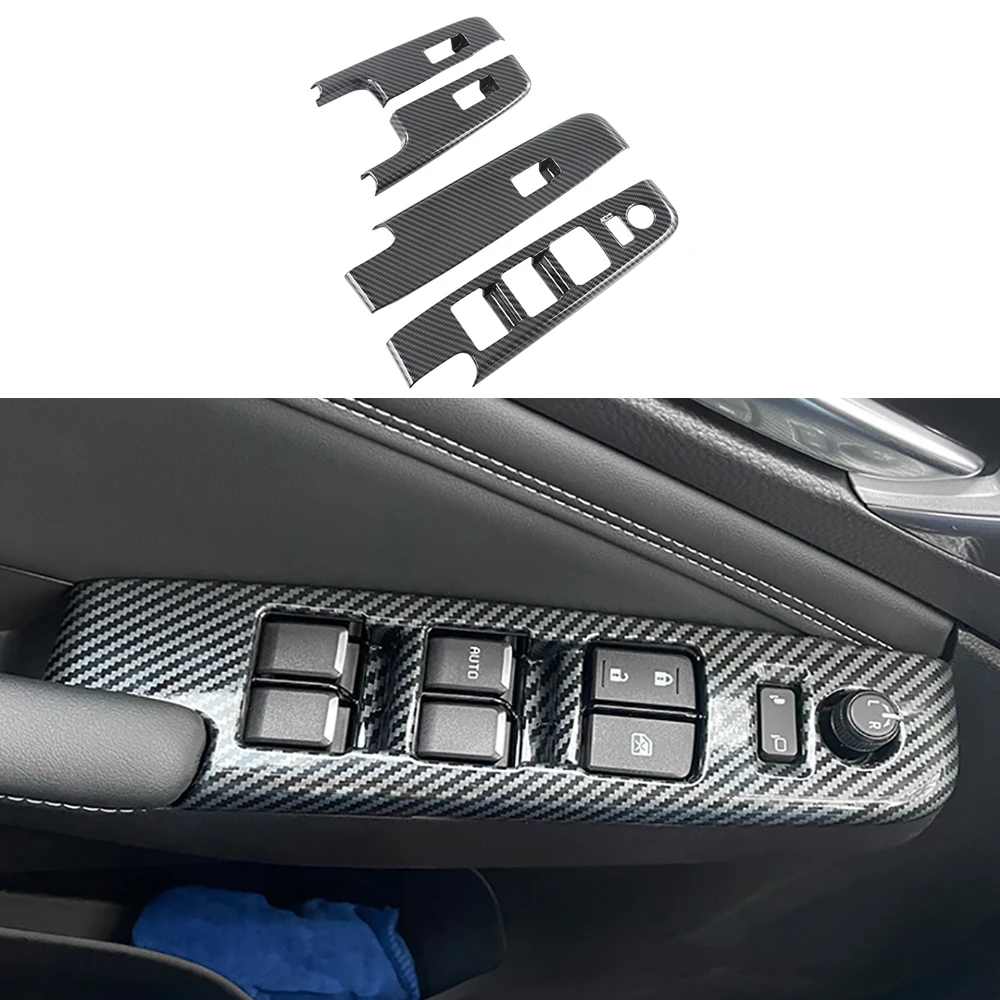 

ABS Carbon Fiber Color Car Window Rises Cover Window Lift Button Panel Decorative Cover Trims For ISUZU D-MAX 2021 2022