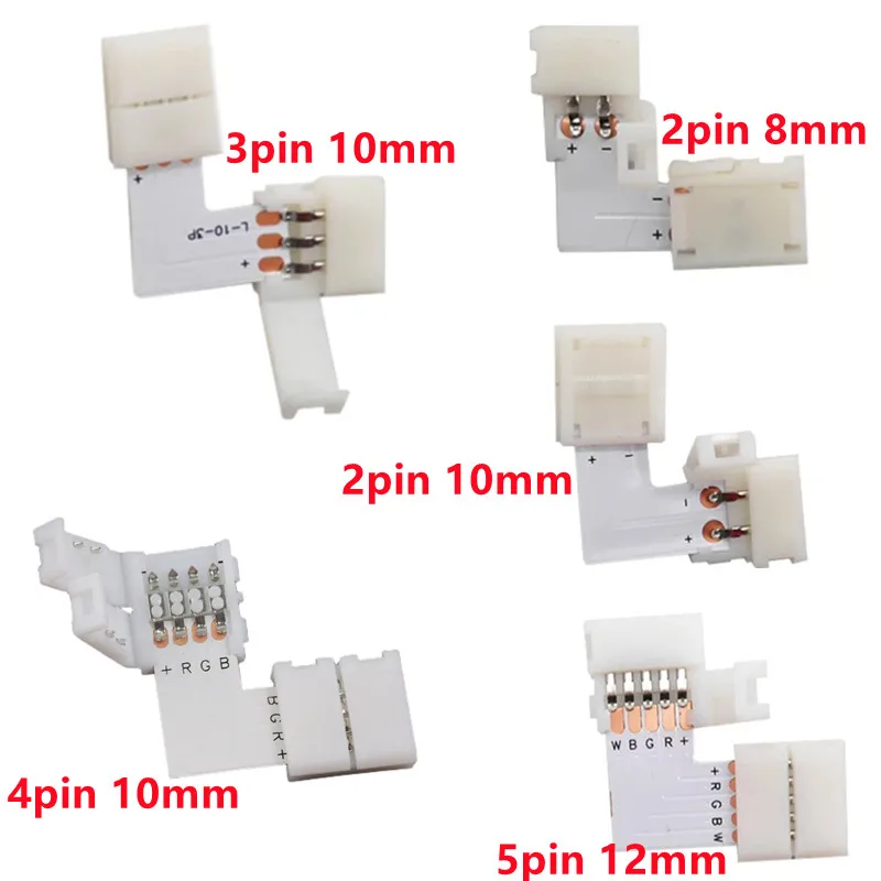 

20 Clips+10 L-shaped 2/34/5pins Solderless Connector For 8mm/10mm/12mm for 5050/3528/WS2811/WS2812b/WS2815 LED Strip