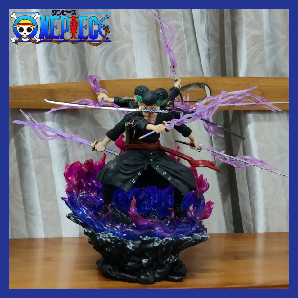 

30cm One Piece Anime Roronoa Zoro Figure Gk Three Heads And Six Arms Nine Knives Flow Ashura PVC Action Figurine Model Toy Gift