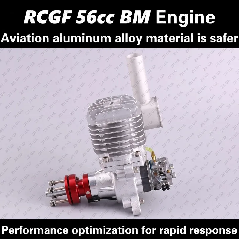 Фото Бензиновый двигатель RCGF 56cc BM для радиоуправляемых самолетов, двухтактный, одноцилиндровый, с боковым выхлопом, естественная аэродинамика №2