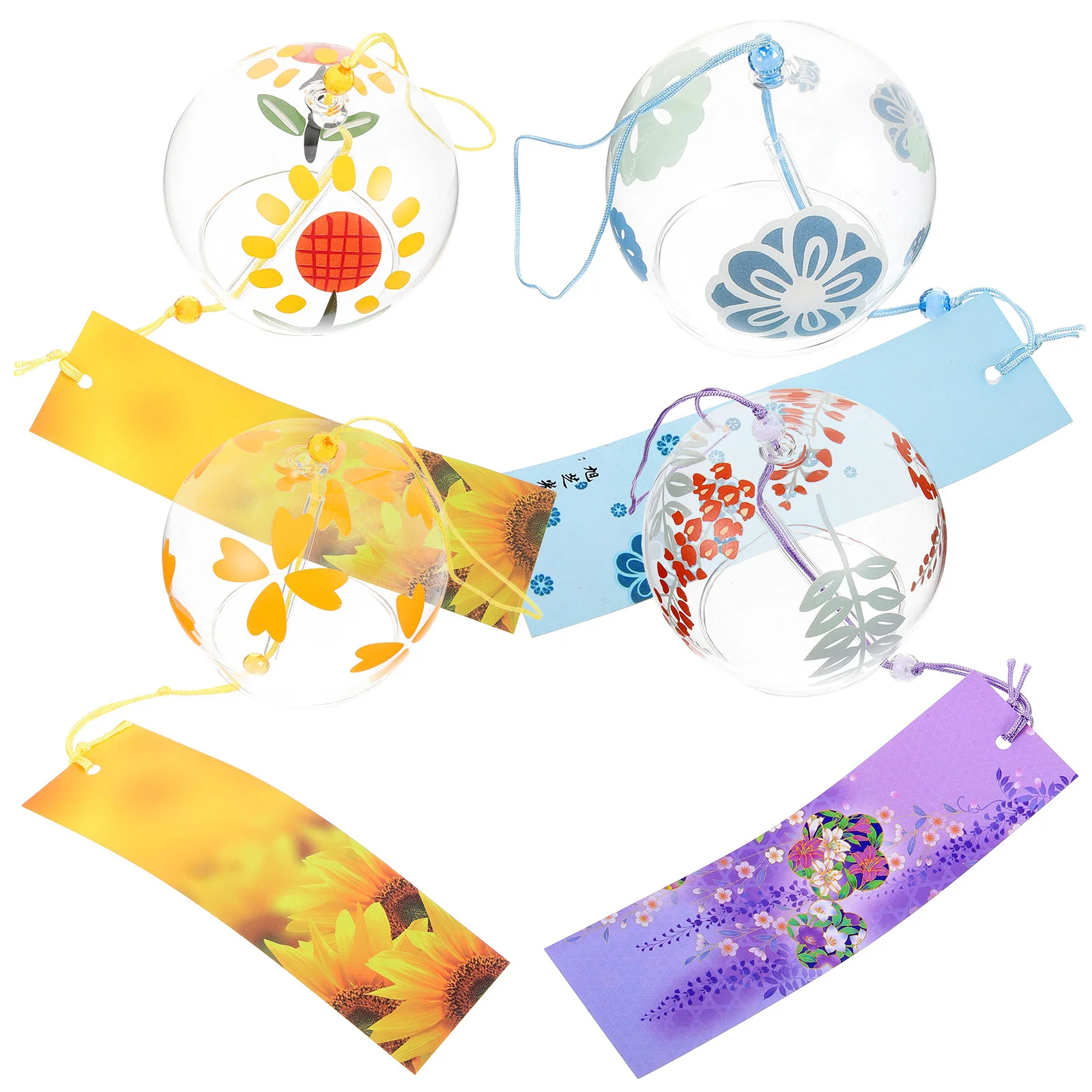 

4Pcs Hanging Japanese Wind Chime Glass Wind Chime Ornament for Home Office