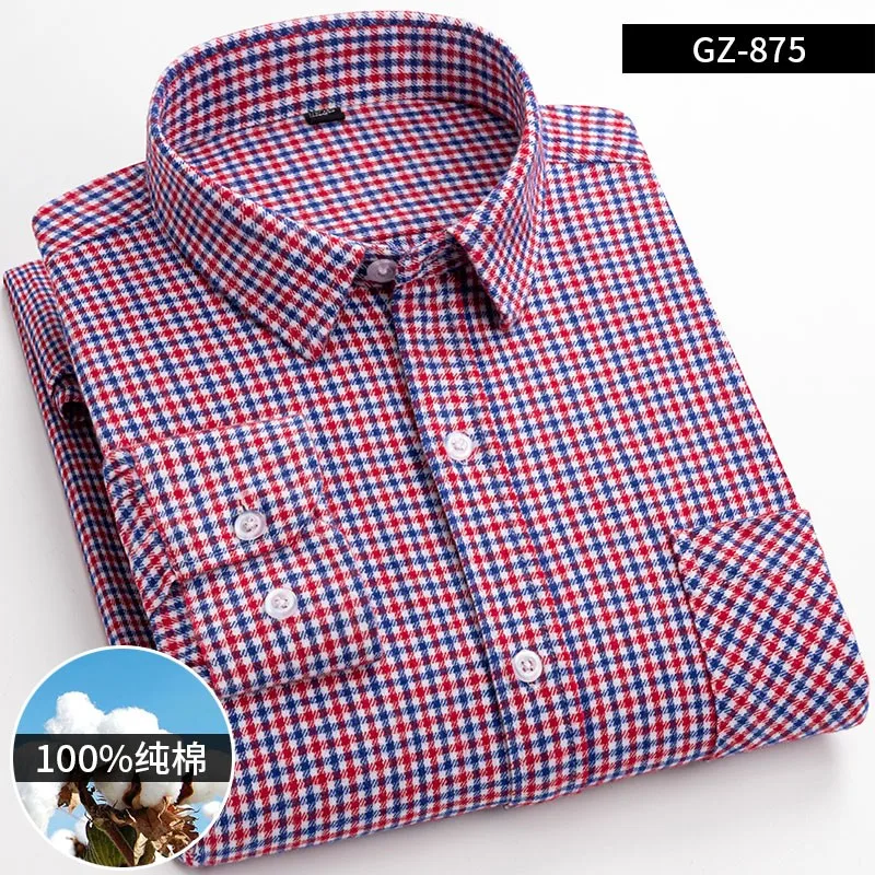 

2022 New Spring Autumn Brand Men Plaid stripe 100% Cotton ShirtMen Casual Shirts Long Sleeve Flannel Male Shirts