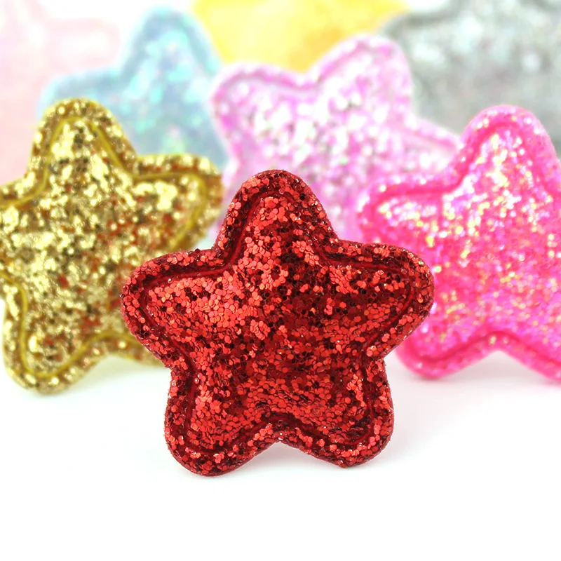 

90Pcs 2.4cm Shiny Small Star Shape Padded Appliques For DIY Baby Headwear Hairpin Crafts Decoration Clothing Accessories