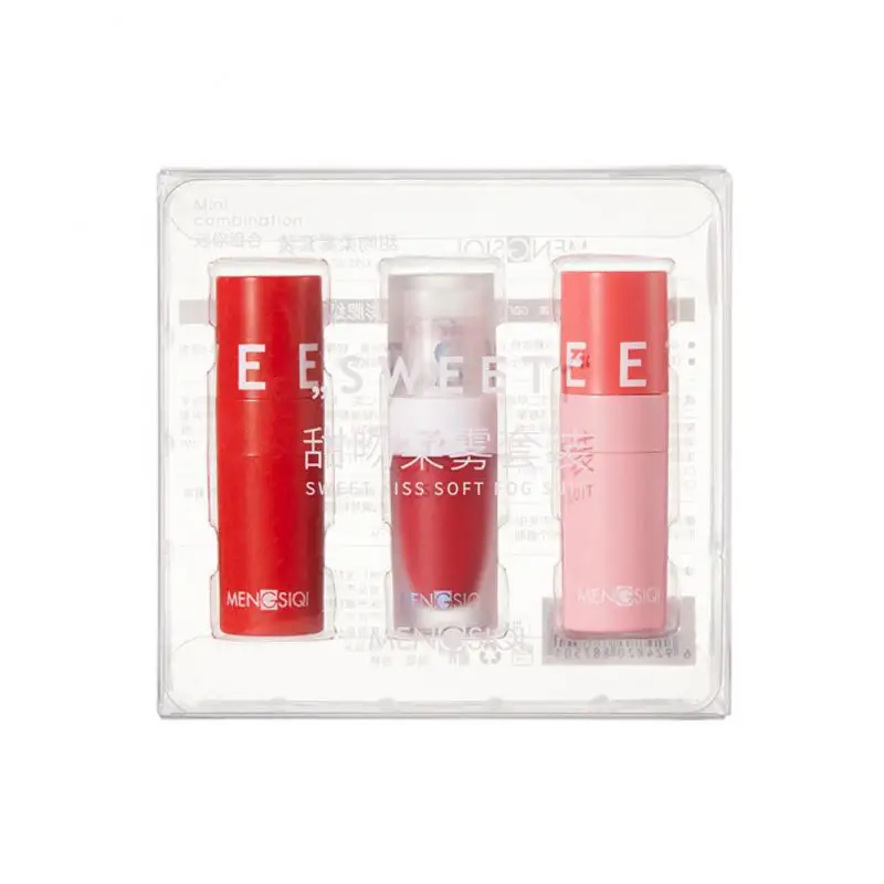 

3pc Matte Lip Gloss Blush Set Gift Boxes Long Lasting Moisturizing Lipstick Sexy Red Lip Tint Lip Makeup Cosmetic Maquillaje