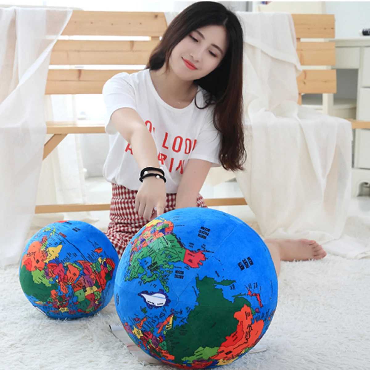 Имитация глобуса земли Карта мира плюшевая игрушка подушка Детская кукла