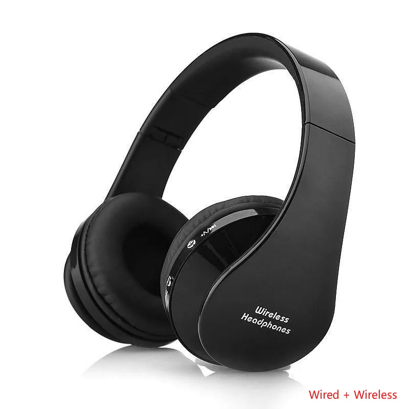 

Bluetooth-compatible Headphone Over-Ear Wired + Wireless Headphones Foldable Bluetooth-compatible Stereo Headset with Mic