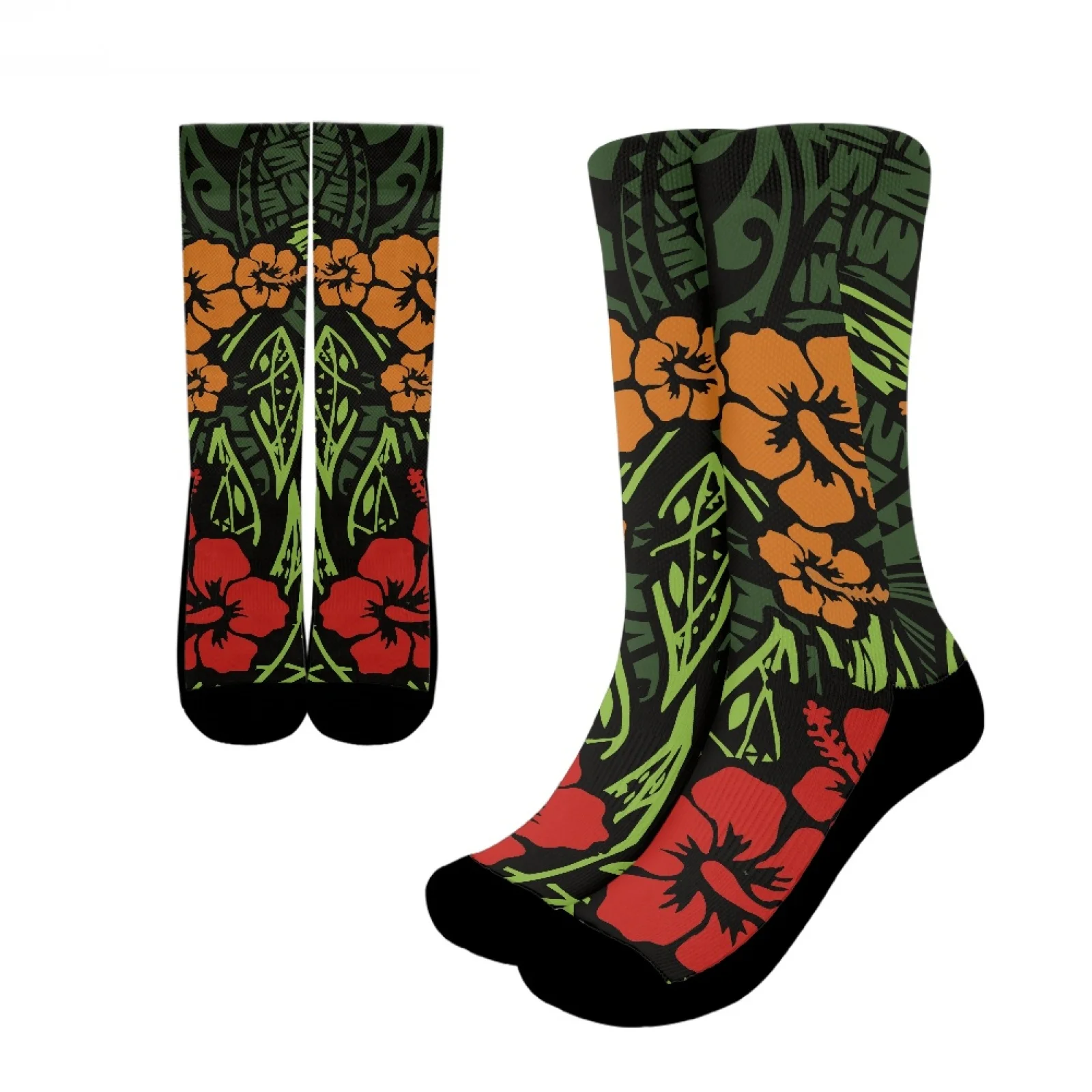 

Polynesian Tribal Fijian Totem Tattoo Fiji Prints Unisex Soft Comfort Keep Warm Hibiscus Crew Sock Fit Give Spouse Holiday Gift