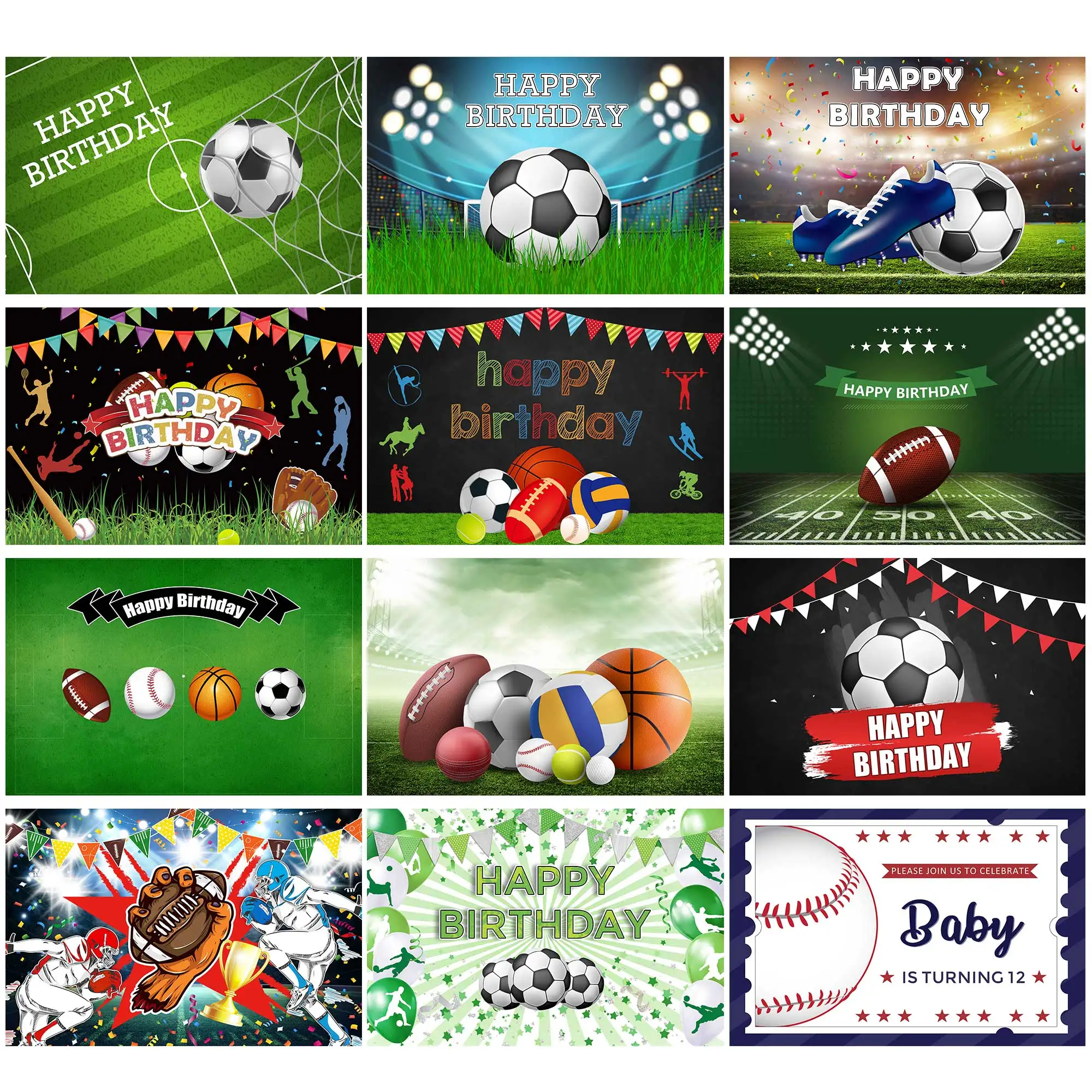 Детский спортивный фон NeoBack для фотосъемки в стиле стадиона и футбольного мяча