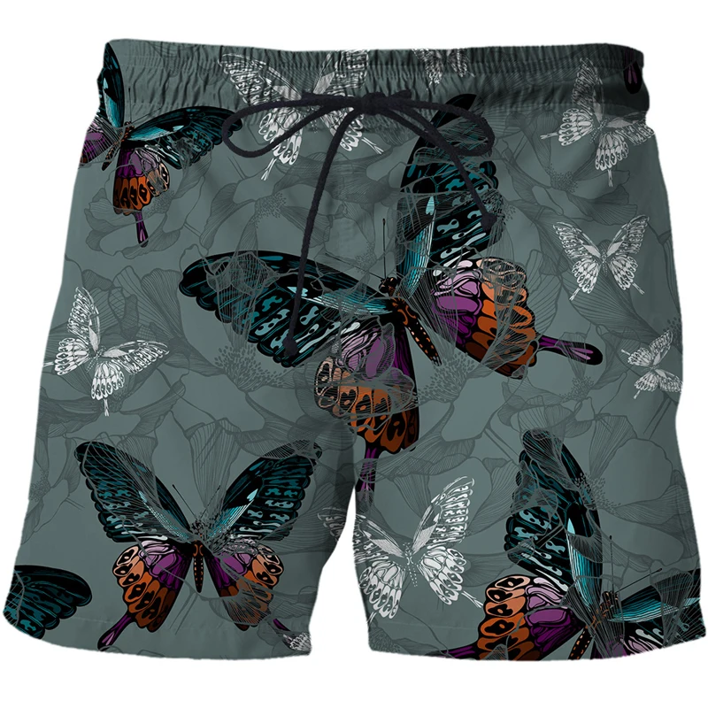 

2022 Butterfly 3D Print Beach Shorts Flower Insect Men's Floral Board Shorts Fashion Joggers Swimwear Kids Short Pants Trousers
