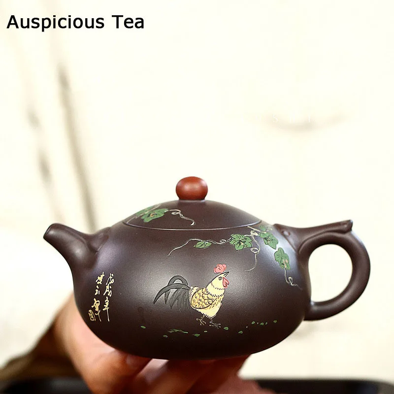 

260ml Authentic Yixing Handmade Purple Clay Teapot Famous Hand Painted Tea Pot Raw Ore Purple Mud Beauty Kettle Chinese Tea Set