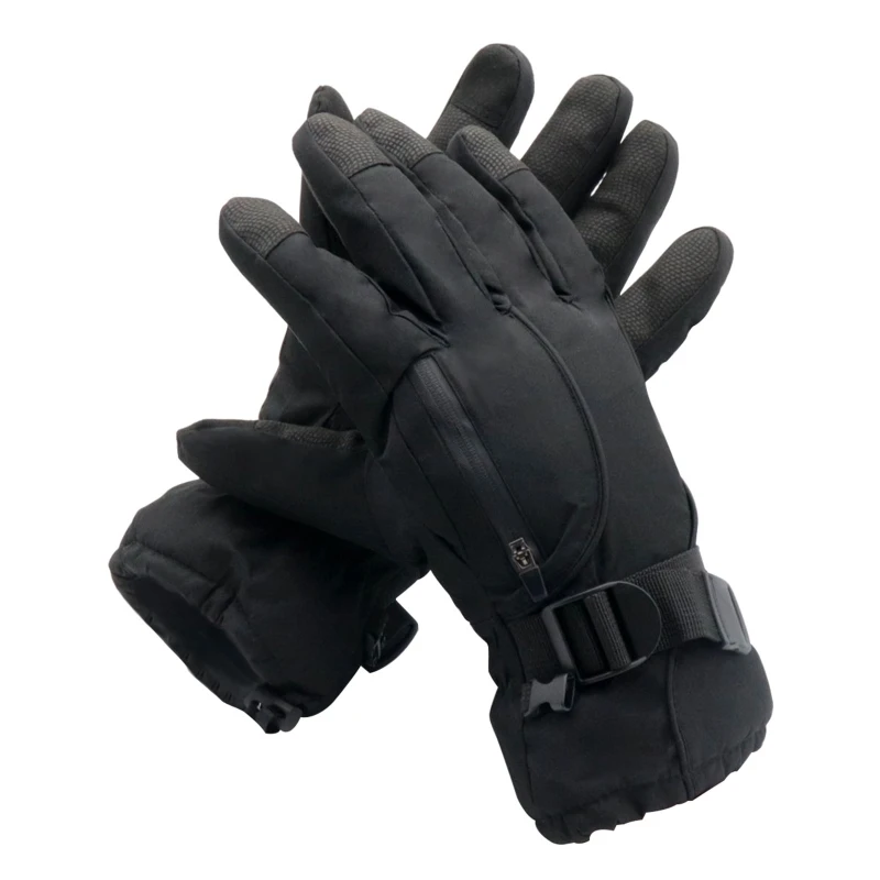 

D7WD Comfortable Black Cycling Gloves Windproof Full Finger Gloves Touch Screen Glove with Adjustable Wristband