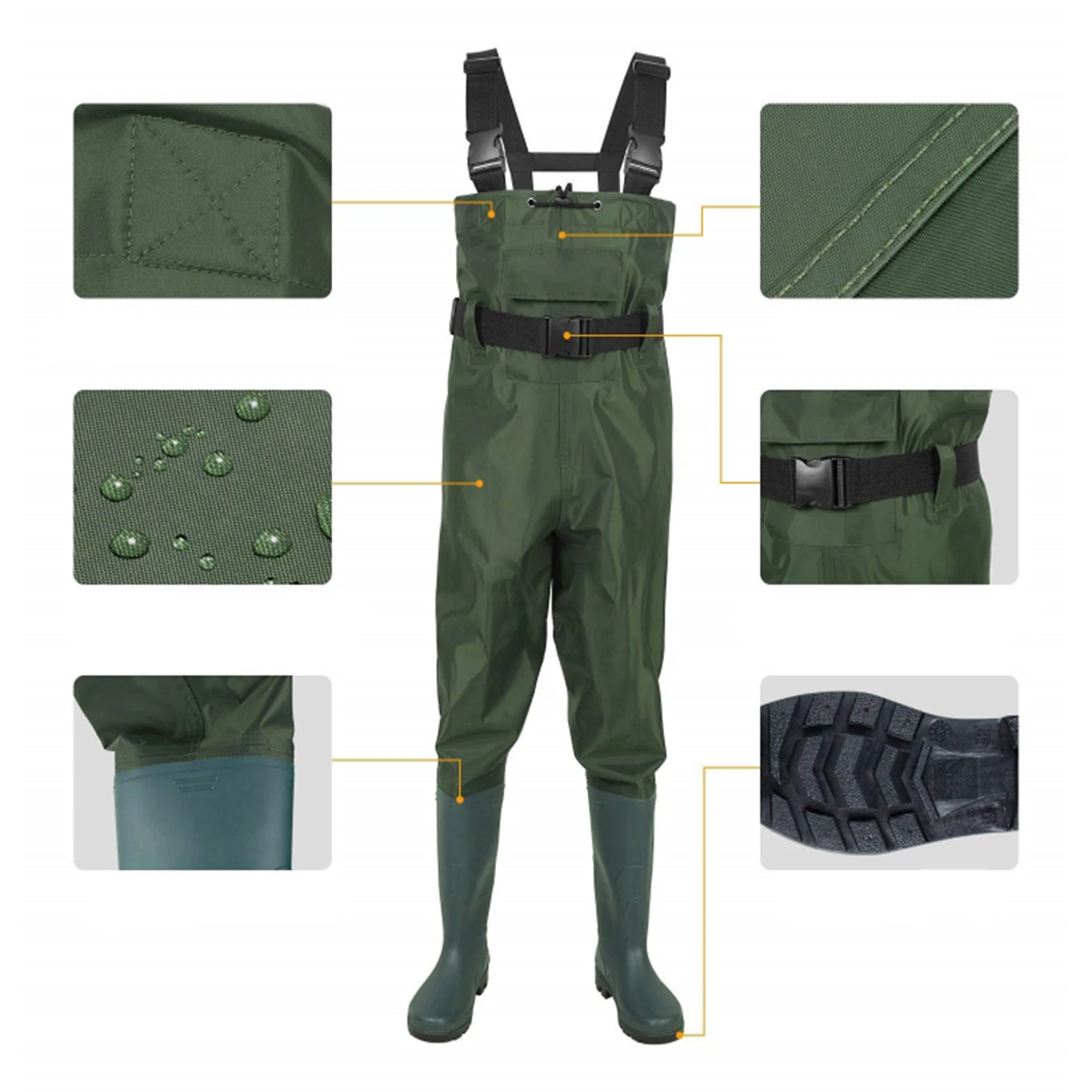 Fishing Chest Waders For Men With Boots Waterproof Nylon Fishing Hunting Chest Waders Pant One-piece Trousers For Fishing enlarge