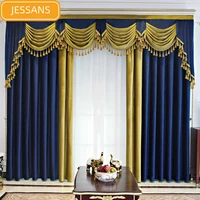 european style luxury matching flannel thickened blackout curtains for living room bedroom valance customized products decor