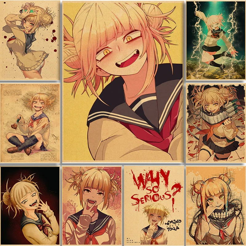 

Popular Anime Poster Himiko Toga Vintage Canvas Painting Sticker DIY Retro Room Bar Cafe Decor Aesthetic Gift Printing Art Wall