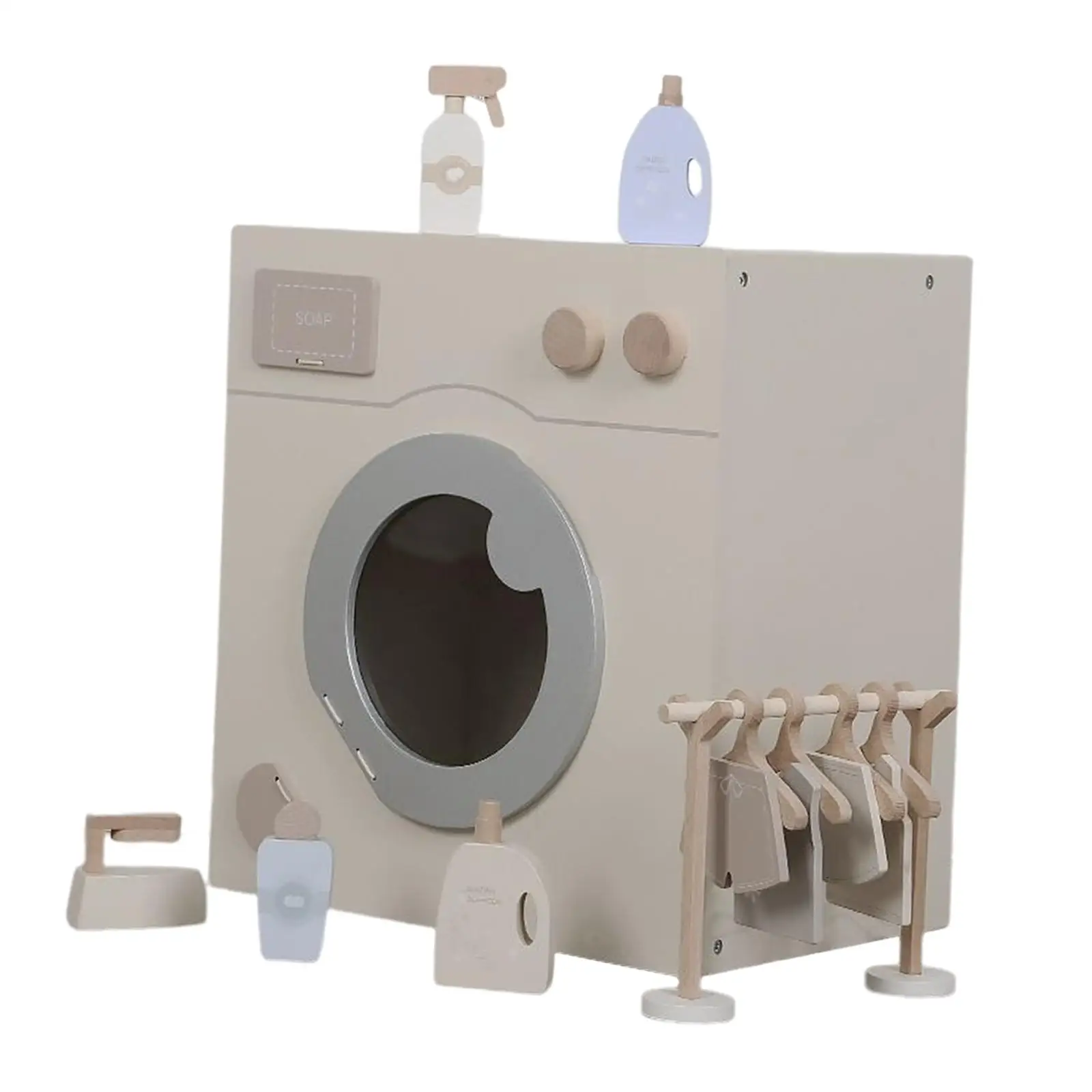 

Washing Machine Playset Realistic Laundry Set with Accessories for Kids Gift