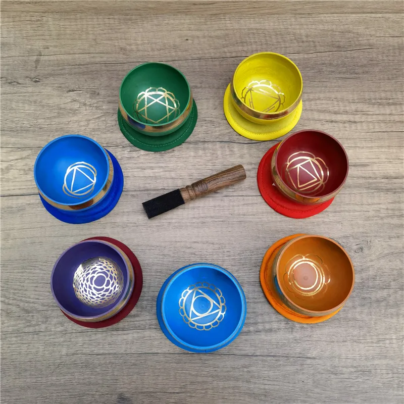 

Pretty Color Large Bowl Set Tibetan Fire Shaving Bowls Healing Vintage Genuine Decorative Bronze Handicraft Health Percussion