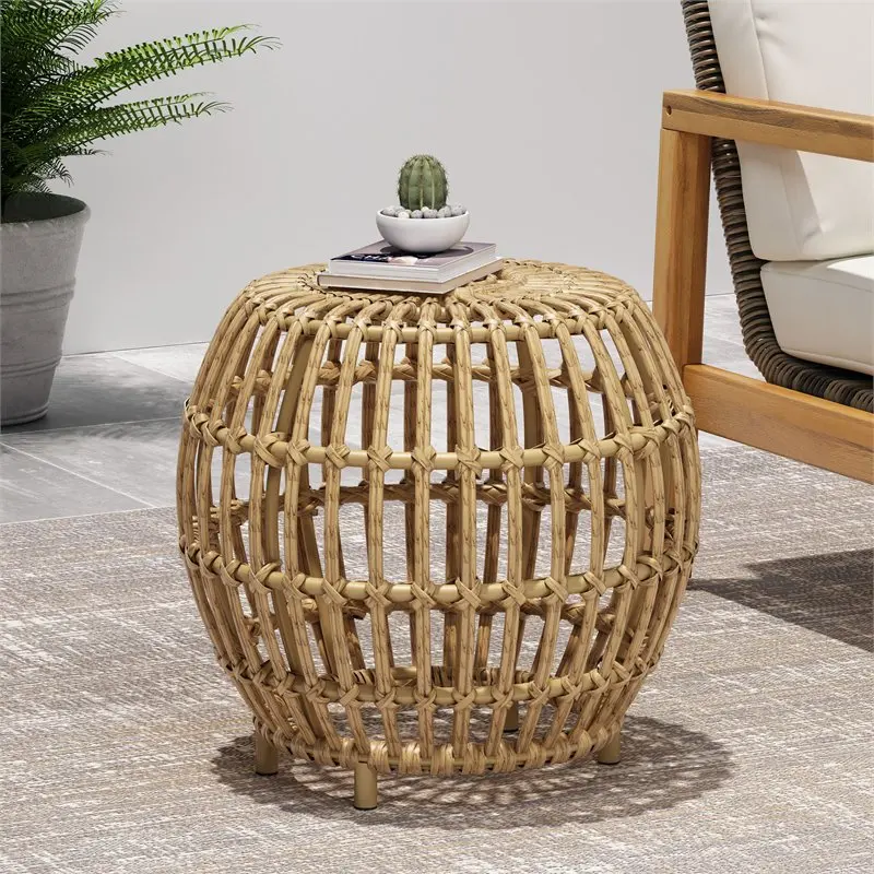 

Outdoor Wicker Side Table, Light Brown Linlamlim pillow cover