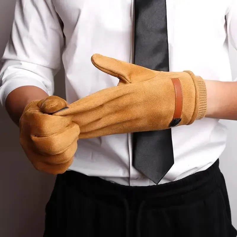 GOURS зимние перчатки мужские с сенсорным экраном теплые замшевые кожаные для