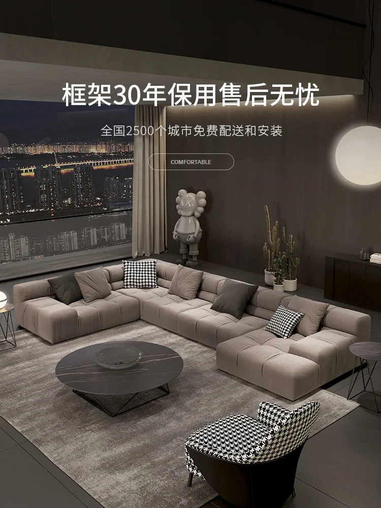 Диванная ткань кожа шлифовальный кожаный бесшумный Диван итальянский шоколад