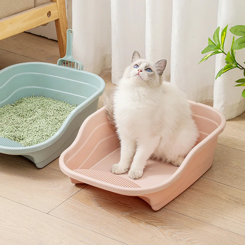 

Pet Cat Litter Box Large Heightened Deodorant Cat Toilet Splash-proof With Cat Litter Shovel Open Cat Litter Box Pet Supplies