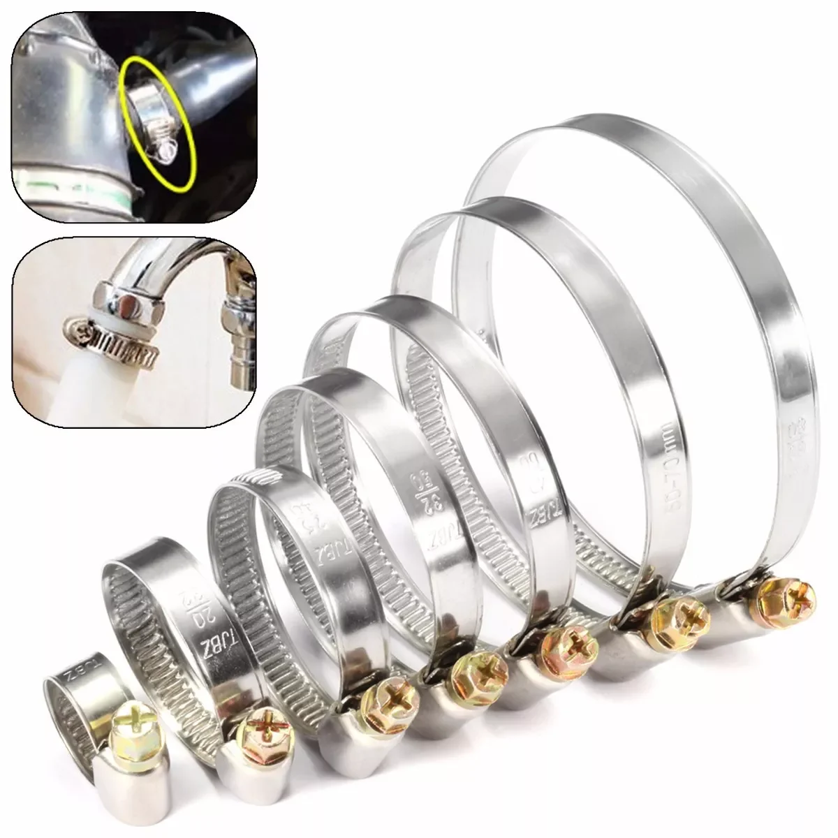 

Pipe Clamps Genuine Jubilee Stainless Steel Hose Clips Car Fuel Hose Pipe Clamps Worm Drive Durable Anti-oxidation