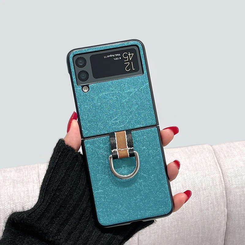 

Green ring set is suitable for Samsung Galaxy Zflip3 mobile phone case with simple solid color zflip sm-f7100 7070 phone case
